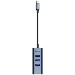 Мультипортовий адаптер USB Хаб Baseus Enjoy series Type-C to 3xUSB3.0+RJ45 CAHUB-M0G Grey - мініатюра 4