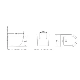 Біде підвісне Mixxus Premium Ellipse-0501 495x365x325 мм MP6469, Білий - мініатюра 2