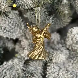 Новорічна підвіска MIS LT Янгол з бандурою малий 4х3,5х6 см золотий - мініатюра 2