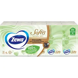 Носові хустки Zewa Softis Natural Soft чотиришарові 10 уп. по 9 шт. (870033)