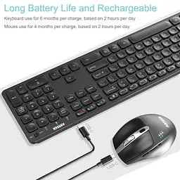 Arteck HB305-3MB167 Універсальна багатопристрійна Bluetooth-клавіатура та миша Повнорозмірна бездротова Bluetooth-клавіатура - мініатюра 4