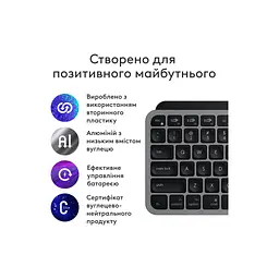 Клавіатура Logitech MX Keys Mini для MAC Wireless UA Space Grey (920-012652) - мініатюра 2
