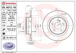 Диск гальмівний задній невентильований Mercedes E-class, C-class 07-25р Brembo (08.A612.41)