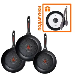 Набір сковорідок Smart Fry (24, 26, 28 см) + універсальна кришка та кухонні щипці - мініатюра 10