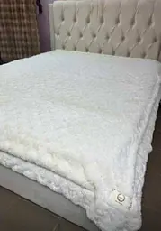 Покривало Шиншила Чисто білий, м'яке велюрове покривало 2.20 x 2.40 м для ліжка