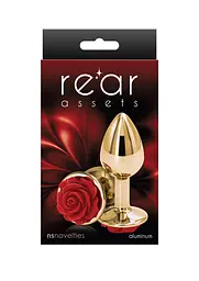 Анальна пробка NS Novelties Rose Buttplug Small Red 8 см (золотий) - мініатюра 2