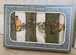 Набір рушників для кухні Nilteks 6 штук 40х60 вафельні з вишивкою Olive - мініатюра 2