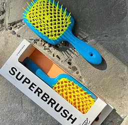 Щітка для волосся блакитна з жовтим Superbrush Janeke - мініатюра 2