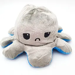 М'яка іграшка Восьминіг перевертень двосторонній веселий сумний Mood Octopus 16 см UKC сіро/синій - мініатюра 6