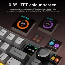Iгрова механічна клавіатура Ajazz AK820 MAX Plus / Три режими підключення / Maillard Switch /Black Yellow - мініатюра 2