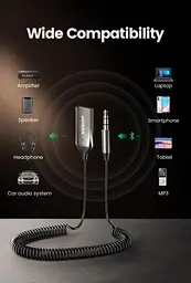Bluetooth-адаптер UGREEN CM309 Bluetooth 5.0 автомобільний приймач AUX з мікрофоном Space Gray (70601) - мініатюра 9