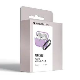 Чохол для навушників Apple AirPods Pro 3, фіолетовий, Air, термополіуретан (TPU), протиударний, захист від подряпин, пилу і ударів, футляр з карабіном для кріплення, точні вирізи для доступу до роз"ємів, ArmorStandart (ARM88269) - мініатюра 3