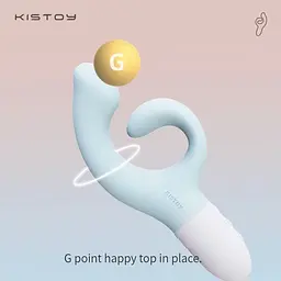 Вібратор-кролик для точки G KISTOY Big G Blue, вигнутий відросток, автоматичний підігрів - мініатюра 4