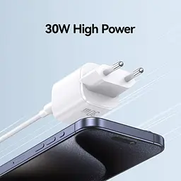 Мережевий зарядний пристрій Usams US-CC251 GaN 30W White [CC251TC02] [139649] - мініатюра 4