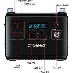 Зарядна станція Choetech BS006 2000W [100893] - мініатюра 5