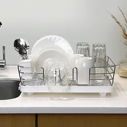 Сушарка для посуду МВМ My Home, з органайзером, білий (DR-02 WHITE) - мініатюра 4
