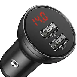 Автомобільний зарядний пристрій Baseus Digital Display 2USB 4.8A 24W 3-in-1 TZCCBX-0G Black - мініатюра 3