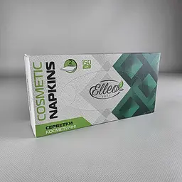 Косметичні серветки Elleo Soft двошарові, 150 шт, 20×20 см, білі, у картонній коробці