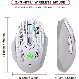 Миша бездротова HYSJ Т38 з акумулятором та підсвічуванням 2.4G Bluetooth White - мініатюра 4
