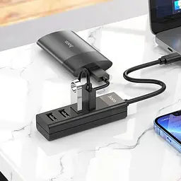 Hub адаптер Hoco Type-C Easy mix 4-in-1 converter HB25 Usb3.0+3xUsb2.0 - мініатюра 5