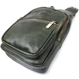 Зручна жіноча сумка з однією лямкою через плече з екошкіри Vintage 22756 зелена - мініатюра 10