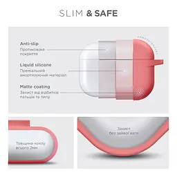 Силіконовий чохол для навушників Apple AirPods Pro, Hang Case, рожевий, ультратонкий захисний кейс товщиною 2 мм, захист від подряпин, пилу та ударів, компактний, з карабіном для кріплення, ArmorStandart (ARM56054) - мініатюра 3