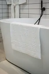 Килимок махровий Ecotton 50х70 см 650 гр./м рушник для ніг білий з тисненням Ніжки для ванної кімнати (24690) - мініатюра 8