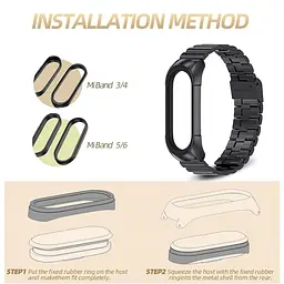 Ремінець MiJobs для фітнес-браслета Xiaomi Mi Band 8 і 9 металевий із застібкою чорний - мініатюра 5