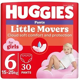 Підгузки-трусики Huggies Little Movers/Pants 6 (15-25 кг) Jumbo для дівчаток 30 шт.