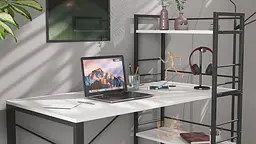 Письмовий стіл Ferrum-decor Серії Конект з етажеркою 75x120x60 чорний ДСП Біле 16мм (FRD-104219) - мініатюра 6