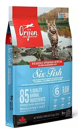 Сухий корм Orijen 6 Fish Cat&Kitten для кішок всіх порід з рибою 5.4 кг (o28154)