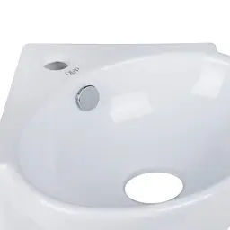 Умивальник Qtap Leo N підвісний угловая овальний 380x360x130 мм White + донний клапан PU02O, Білий - мініатюра 4