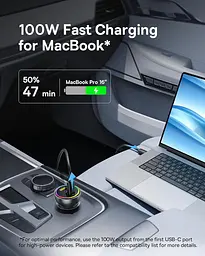 Автомобільний зарядний адаптер Baseus 152.5 W BSCC-ZX-CCL 2C+U з кабелем чорне - мініатюра 9