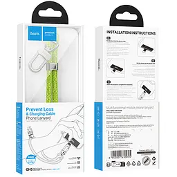 Дата кабель-шнурок Hoco GH5 Elegant Type-C to Lightning (0.21m) Fluorescent Green - мініатюра 5
