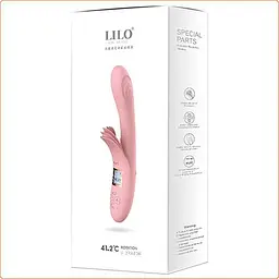 Вібратор кролик з підігрівом LILO 23,5 см силіконовий з дисплеєм 10 режимів Бордовий - мініатюра 6