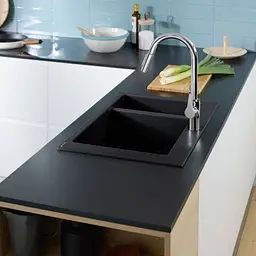 Кухонна мийка Hansgrohe S510-F635 770x510 на дві чаші 80/450 Graphiteblack 43315170, Чорний - мініатюра 3