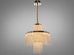 Підвісна кришталева люстра Diasha 376-500GD двоярусна LED-модель у золотому виконанні, 100 Вт, діаметр 49 см - мініатюра 2