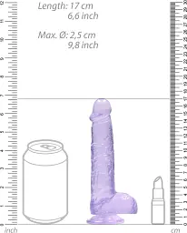 Фалоімітатор RealRock Crystal Clear Dildo Realistic 17 см фіолетовий - мініатюра 5