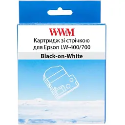 Стрічка для принтера етикеток WWM для Epson LW-400/700 6mm х 8m Black-on-White (WWM-SS6K)