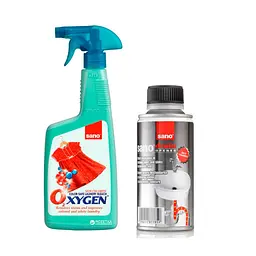 Плямовивідник Sano Oxygen для прання, 750 мл & Засіб для прочищення каналізаційних труб Sano Drain 200г (430602, 877859)