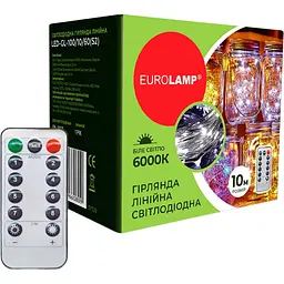 Світлодіодна гірлянда лінійна Eurolamp Led S2 100 діодів 10 м 3xAA 6000К (LED-GL-100/10/60(S2))