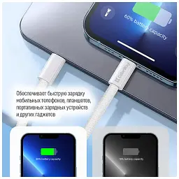 Дата кабель USB-C to Lightning 2.0m PD 27W braided gray ColorWay (CW-CBPDCL068-GR) - мініатюра 12
