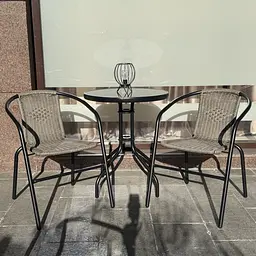 Комплект садових меблів 4Points Dozza-2 круглий стіл ⌀60см з чорною скляною стільницею - мініатюра 2
