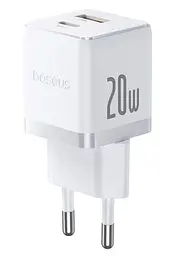Зарядний пристрій Baseus Palm Fast Charger Type-C+USB 20W white (P10111608213-00) - мініатюра 3
