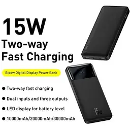 УМБ Baseus Bipow Digital Display Power Bank 20000mAh 15W (PPDML-J01) чорна - мініатюра 9