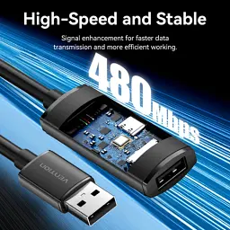 Дата кабель USB 2.0 AM/AF 15.0m Active black Vention (CBKBN) - мініатюра 3