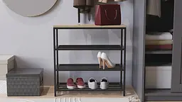 Полиця для взуття Слайм 3 Ferrum-decor 635x630x260 Чорний метал ДСП Дуб Сонома 16 мм (FRD-105158) - мініатюра 3