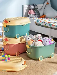 Багатофункціональний ящик для зберігання іграшок Poppet Каченя Оранж на колесах середній (PP-001O-M) - мініатюра 8