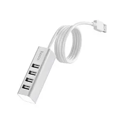 Концентратор HOCO USB 2.0 to 4xUSB Line machine HB1 Silver (6957531038146) - мініатюра 3
