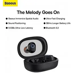Навушники бездротові Baseus Bowie WM03 BT 5.3 чорні NGTW330401 - мініатюра 8